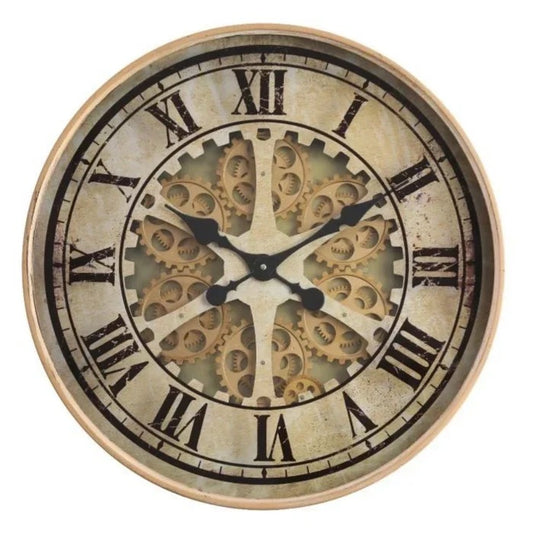 VINTAGE GOLD MOVING GEAR WALL CLOCK