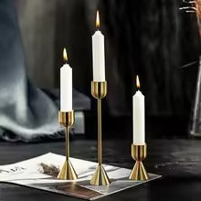 METALLIC STICKS CANDLE HOLDERS (3 PCS)