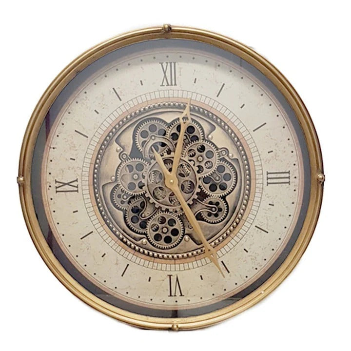 METALLIC MOVING GEARS WALL CLOCK