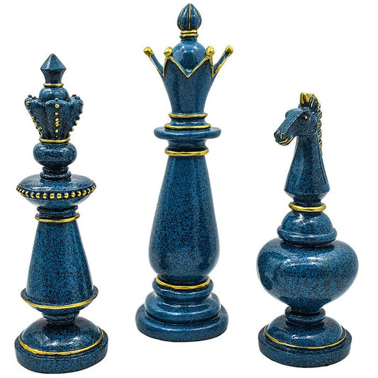 BLUE ONYX CHESS ORNAMENTS (SET OF 3)