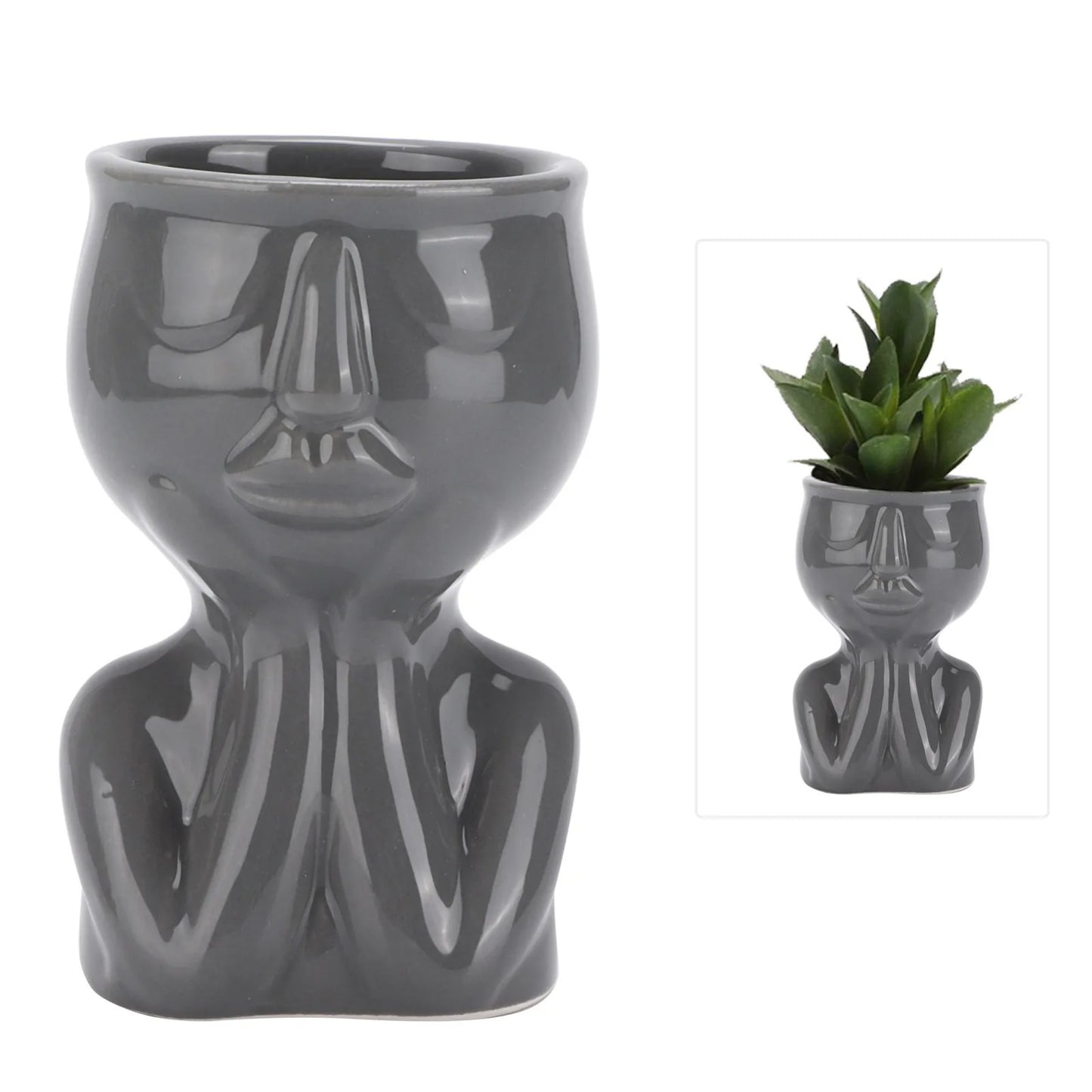 GREY PROFILE PLANT POT