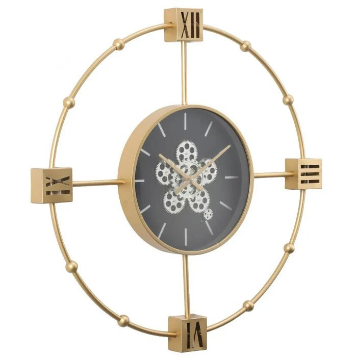 LARGE GOLDEN METALLIC WALL CLOCK