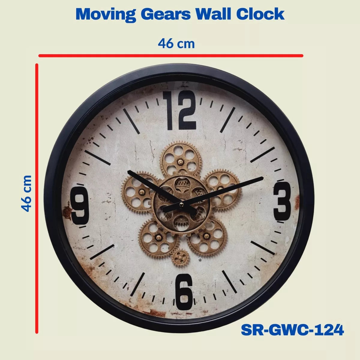 VINTAGE MOVING GEARS WALL CLOCK