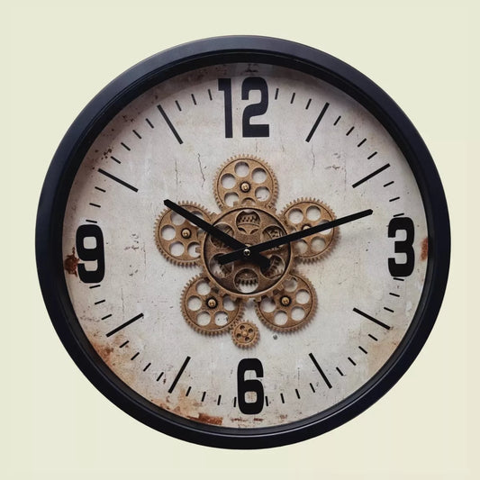 VINTAGE MOVING GEARS WALL CLOCK