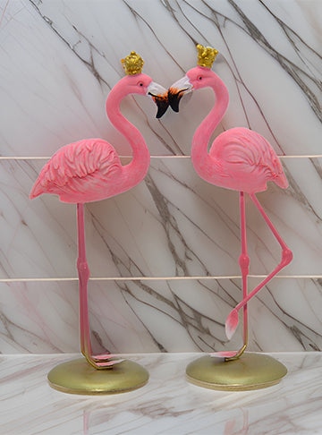 KING & QUEEN FLAMINGO SCULPTURE (PAIR)