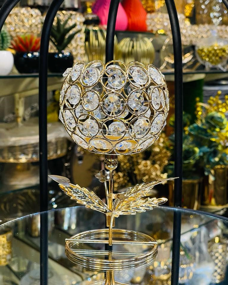 GOLDEN CRYSTAL CANDLE HOLDER