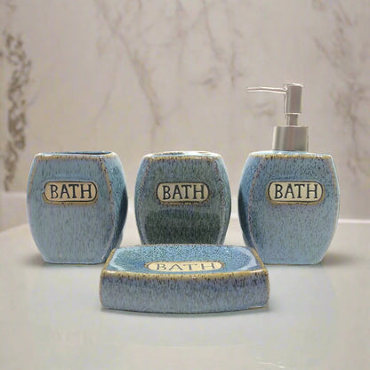 BLUE DOTED CERAMIC BATH SET