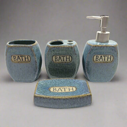 BLUE DOTED CERAMIC BATH SET