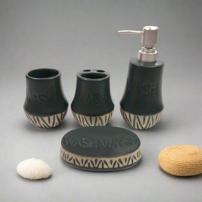 BLACK CERMAIC BATH SET