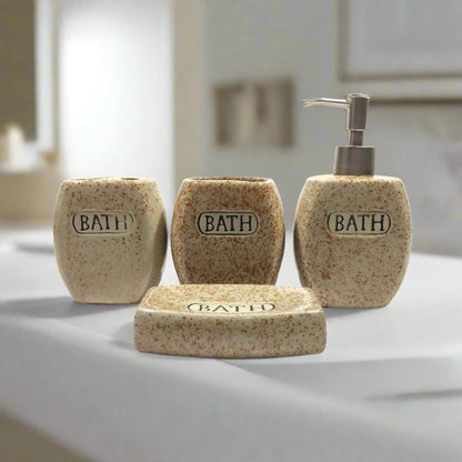 BROWN DOTED CERAMIC BATH SET