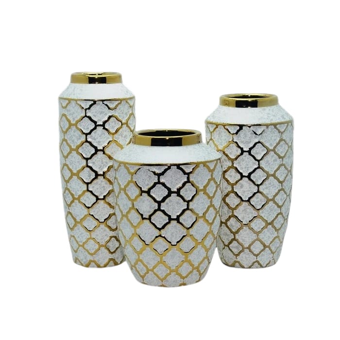 Golden White Abstract Vase (3 PCS)