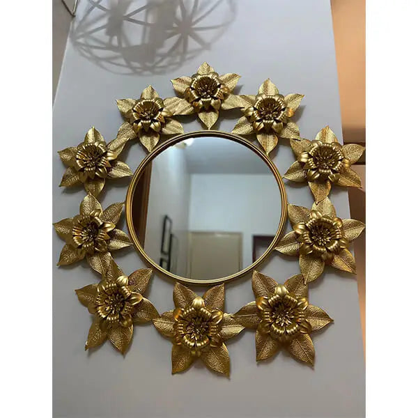 GOLDEN METALLIC FLORET MIRROR