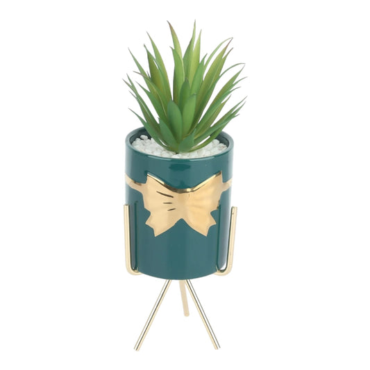 PLANTER WITH BOW DESIGN POT