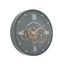 BOSTON NAVY ROUND MOVING COGS WALL CLOCK