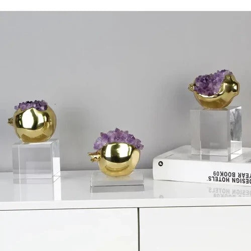 IMPORTED POMEGRANATE CRYSTAL WITH ZAFRANI STONE (SET OF 3)