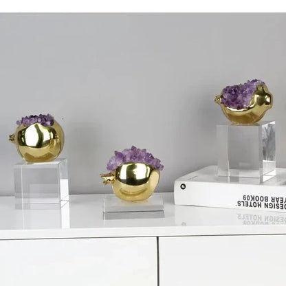 IMPORTED POMEGRANATE CRYSTAL WITH ZAFRANI STONE (SET OF 3)