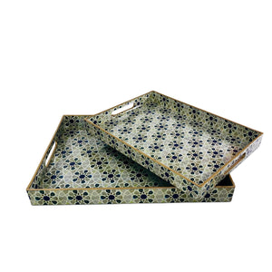 FLORAL RECTANGULAR TRAY (SET OF 2)