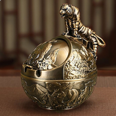 Metallic Round Tiger Ornament Tray