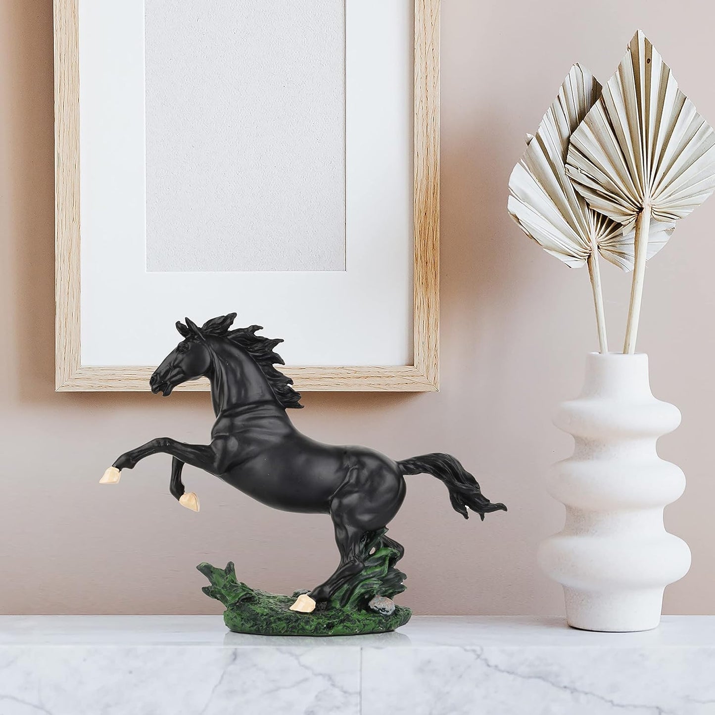 BLACK JUMPING HORSE STATUE