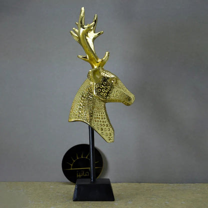 GOLDEN DEER STATUE WITH STAND