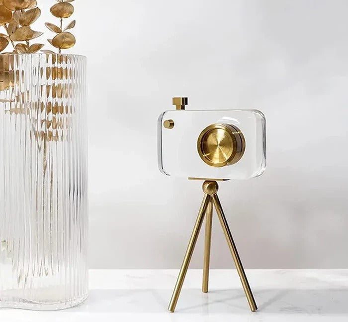 BRASS & CRYSTAL CAMERA DECOR (Set of 2)