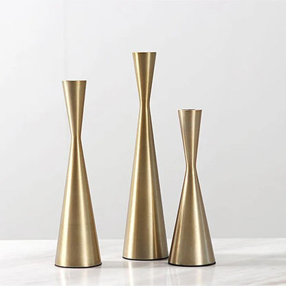 METALLIC CANDLE STICK HOLDERS (3 PCS)