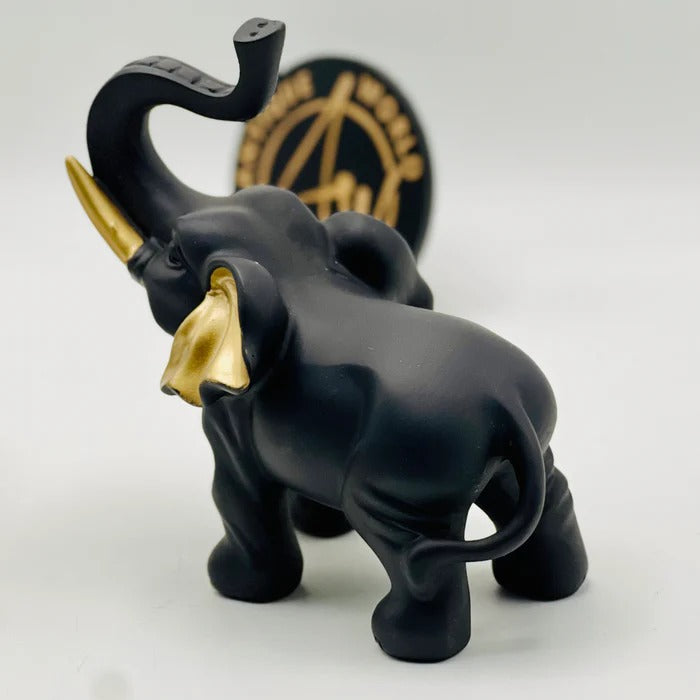 RESIN BLACK ELEPHANT STATUE (SET OF 2)