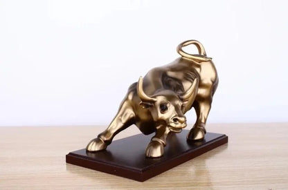 BULL RESIN STATUE WITH BASE