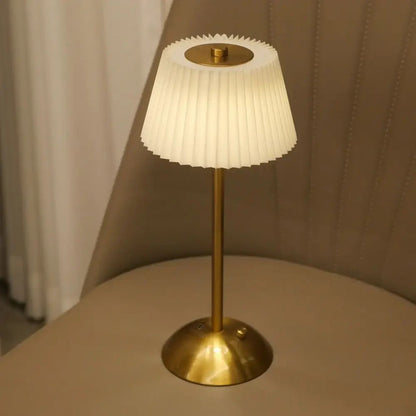 ELEGANT GOLD TABLE LAMP WITH PLEATED SHADE