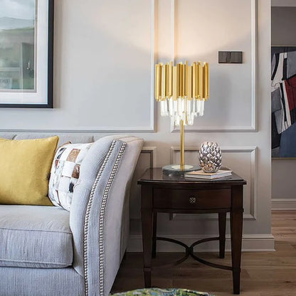 CRYSTAL BARS GOLDEN TABLE LAMP