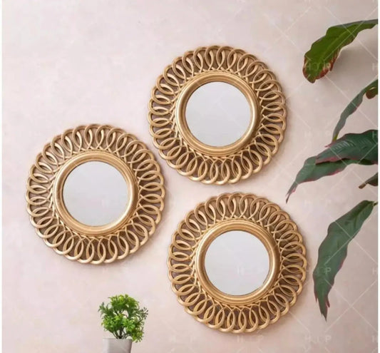 GOLDEN WALL HANGING MIRROR (3 PCS)