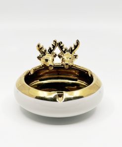 CERAMIC DOUBLE DEER ASHTRAY