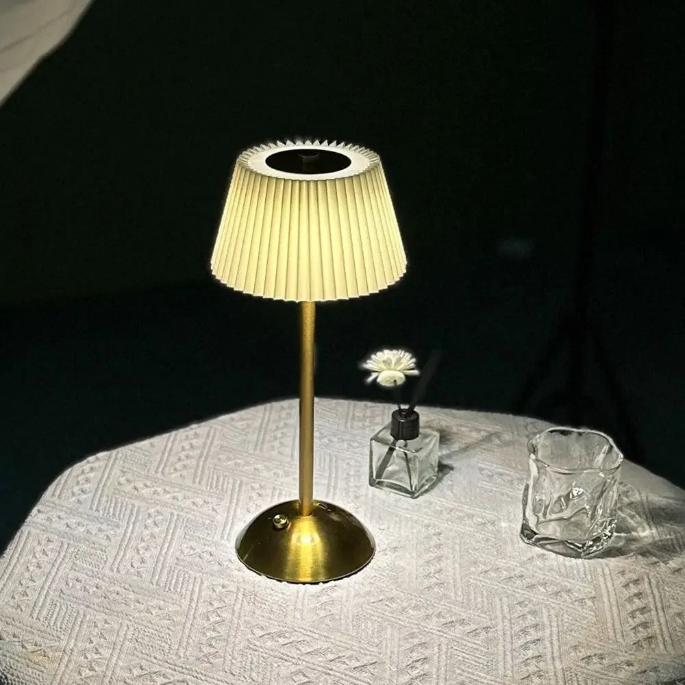 ELEGANT GOLD TABLE LAMP WITH PLEATED SHADE