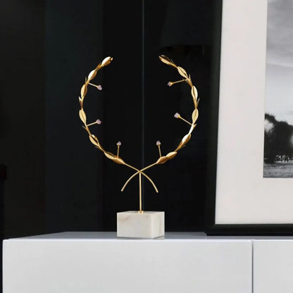 METALLIC ORNAMENT WITH MARBLE BASE