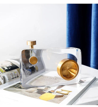 BRASS & CRYSTAL CAMERA DECOR (Set of 2)