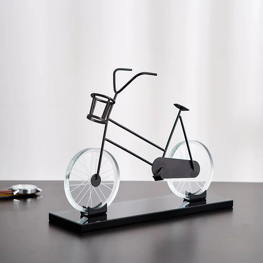 DECORATIVE BLACK CRYSTAL BICYCLE SHOWPIECE