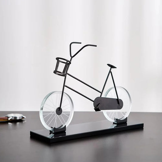 DECORATIVE BLACK CRYSTAL BICYCLE SHOWPIECE