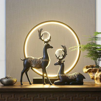 DEER SCULPTURE WITH CRYSTAL BALL (PAIR)