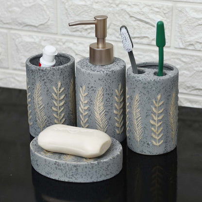 GREY LEAFLET BATH SET