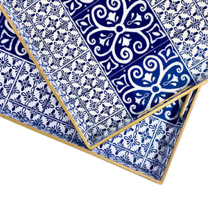 TRADITIONAL BLUE RECTANGULAR TRAY (SET OF 2)