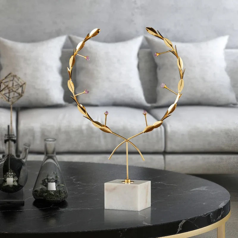 METALLIC ORNAMENT WITH MARBLE BASE