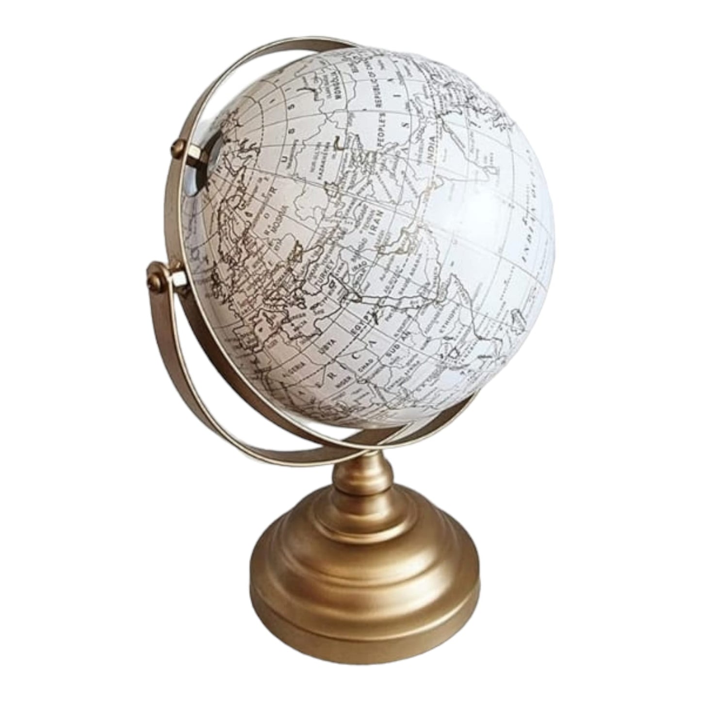 WORLD MAP IN GOLD METALLIC STAND