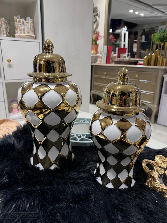 WHITE & GOLDEN CANDY JARS (SET OF 2)