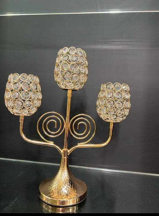 BEADS DESIGN METALLIC CANDLE HOLDER