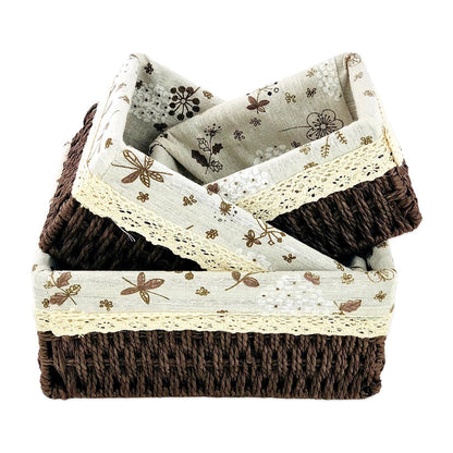 CHOCOLATE BROWN JUTE & LINEN TOWEL BASKET (SET OF 3)