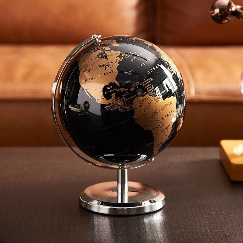 WORLD GLOBE WITH METALLIC BASE