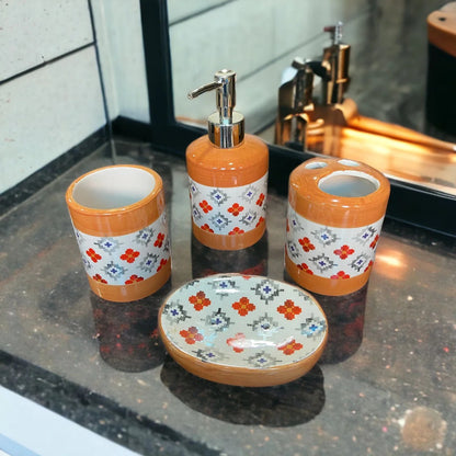 ORANGE PRINT DESIGN BATH SET