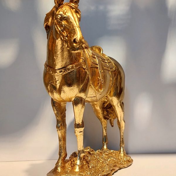 GOLDEN STANDING HORSE SCULPTURE