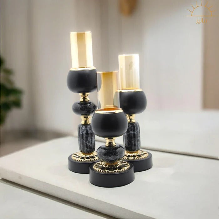 LUXURY GLASS CANDLE HOLDERS (3 PCS)