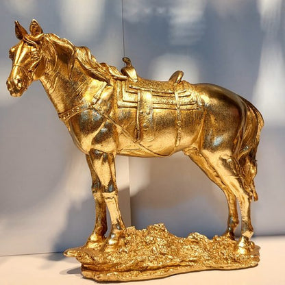 GOLDEN STANDING HORSE SCULPTURE